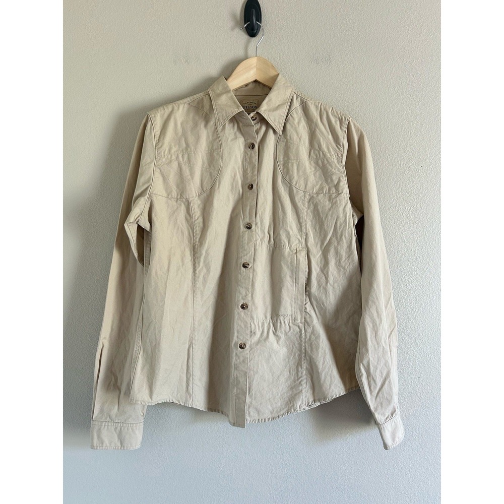 CC Filson Shirt Jacket Womens Large Khaki Button Up Utility Workwear I-7